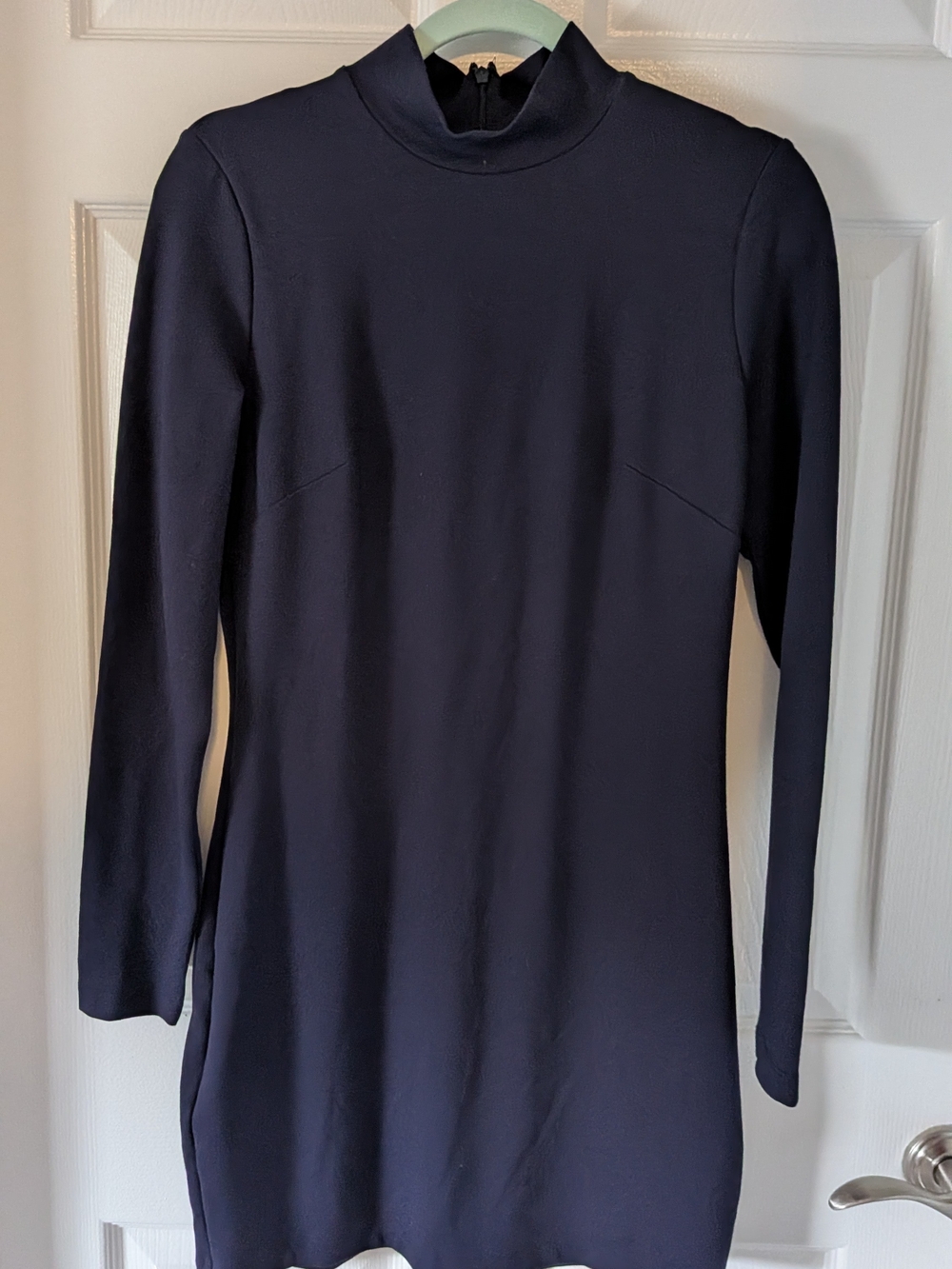 WHBM Aura Navy Long Sleeve Mock Neck Sheath Dress Size 12